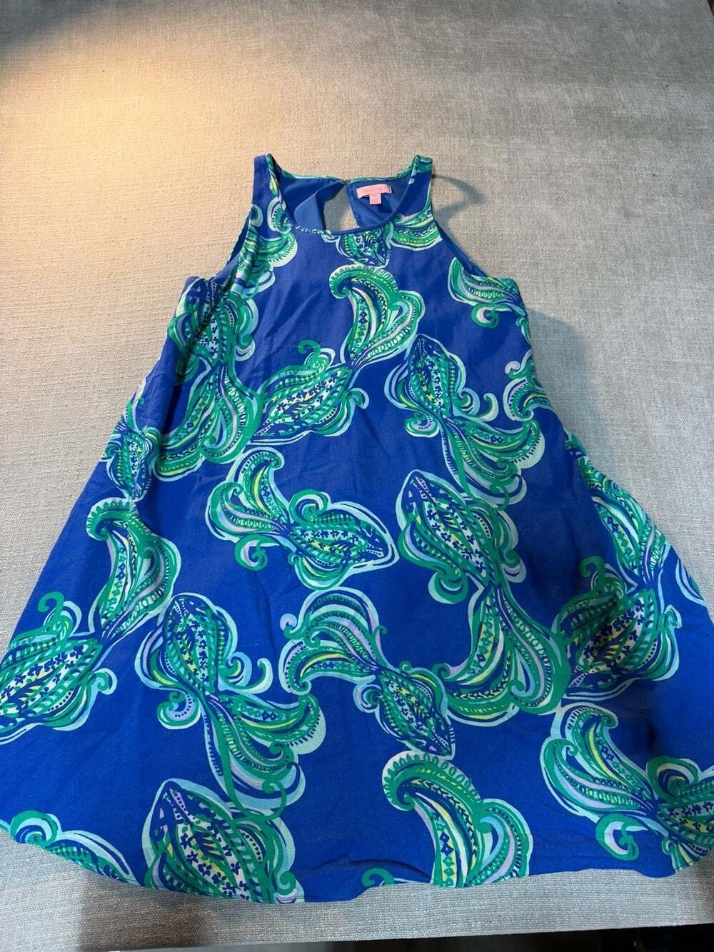 Lilly Pulitzer Blue Crush She Got Sole Swing Mini Dress Medium
